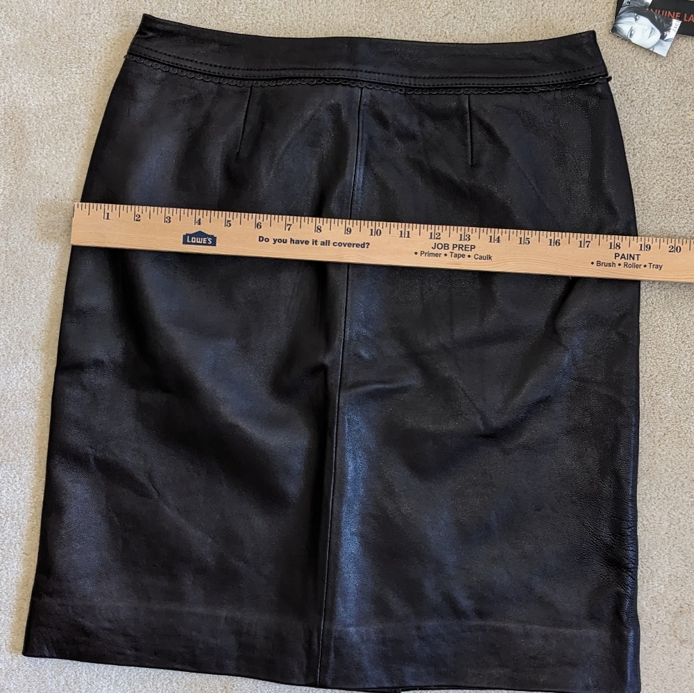 Vntg Jaclyn‎ Smith Brown Leather Pencil Midi Skirt, Fall/Winter Career Casual 10 - Picture 4 of 6